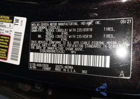 2021 Toyota Highlander Xle from USA, damaged, VIN 5TDGZRBHXMS154262